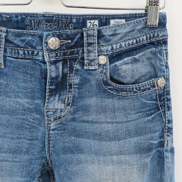 Miss Me Chloe Boot Women 26 Distressed Blue Denim Jeans Bootcut Cotton Blend - Picture 5 of 16